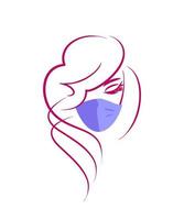 girl in medical mask - vector logo. female face in a protective mask. doctor. beauty salon, cosmetology.