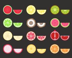 conjunto de frutas. frutas tropicales y exóticas. ilustración vectorial