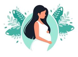 Pregnant woman. Pregnancy, motherhood concept. Vector illustration.