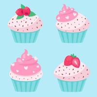 Valentine's Day cupcakes. Vector illustration