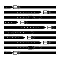 belt - flat vector illustration. the leather product is buttoned and unfastened.