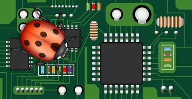 bug on a electric circuit board vector