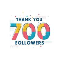 gracias celebración de 700 seguidores, tarjeta de felicitación para redes sociales. vector