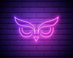 owl, bird, education outline icon in neon style. elements of education illustration line icon. signs, symbols can be used for web, logo, mobile app, UI, UX isolated on brick wall vector