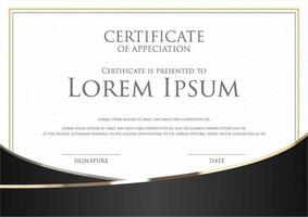 plantilla de certificado simple tema negro y dorado vector