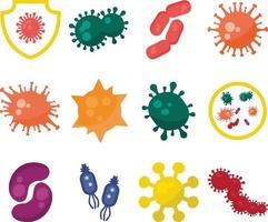 bacterial viruses flat design vector set