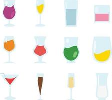 drinking glass flat design vector set