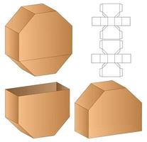 diseño de plantilla troquelada de embalaje de caja. Maqueta 3d vector