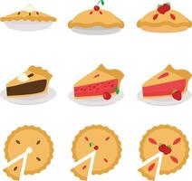 pie cake flat design vector set