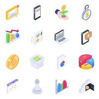 conjunto de iconos isométricos de infografías de negocios vector