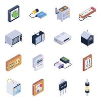 Electronics Objects Isometric icon set vector