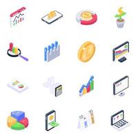 Data Analytics Isometric icon set vector