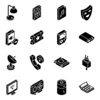 Multimedia and Social isometric icon set vector