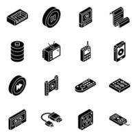 Electronics and  Devices isometric icon set vector