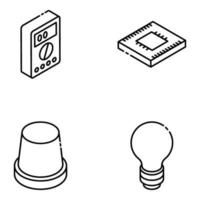 Trendy Electric Tools isometric icon set vector