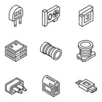 Trendy Electronics Components isometric icon set vector