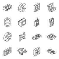 Electronics and  Devices isometric icon set vector