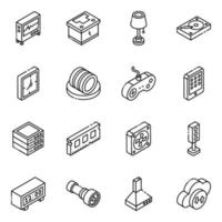 Multimedia and Electronics Component isometric icon set vector