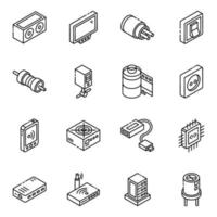 Wifi Connection and Database isometric icon set vector