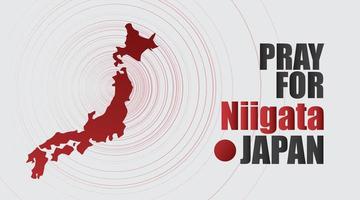 orar por niigata japón mensaje con mapa sobre fondo gris vector