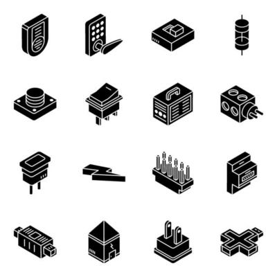 Modern Electronic Devices isometric icon set