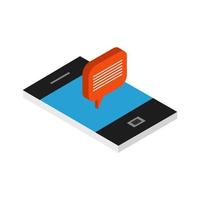 Isometric Dialog Cloud On Smartphone vector