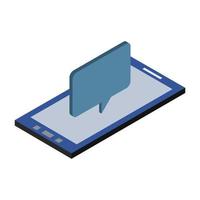 Isometric Dialog Cloud On Smartphone vector