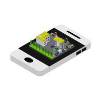 Isometric Gas Station On Smartphone vector