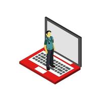 Isometric Doctor On Laptop vector