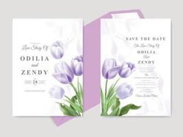 hermosa tarjeta de boda de acuarela de tulipán vector