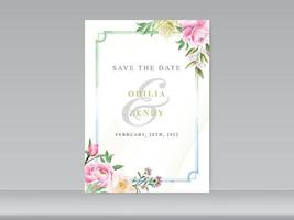 romantic floral watercolor wedding card vector