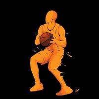 jugador de baloncesto, regatear, pelota vector