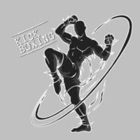 kick boxing extreme martial art silhouette vector