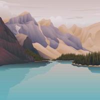 blue lake on the mountain vector