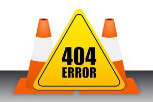 Señal de error 404 con vector de cono de tráfico