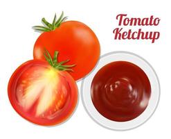 tomato ketchup suace in dish with tomato