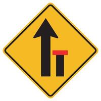 Warning signs Right lane ends on white background vector