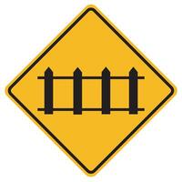 Warning signs Railway crossing with automatic gates on white background vector