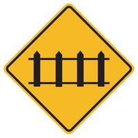 Warning signs Railway crossing with automatic gates on white background vector