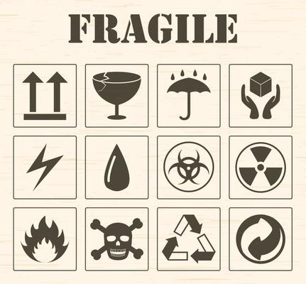 fragile logo icon set