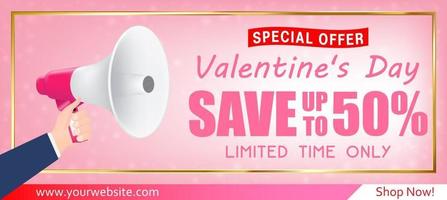 Valentines Day Shopping Sale greeting card banner vector