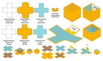 diseño de plantilla troquelada de embalaje de caja. Maqueta 3d vector