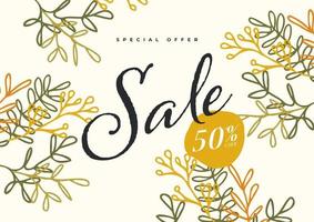 Sale banner template. Elegant floral background. Promotion square web banner. vector