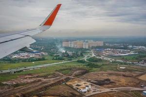 Top view of the city from the height of an airplane photo