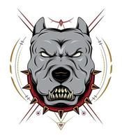 Angry pit bull with ornament vector