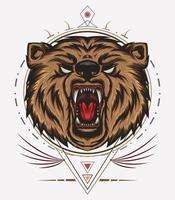 angry bear mascot with ornament vector