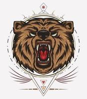 angry bear mascot with ornament vector