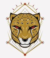 Cheetah Mascot Emblem with ornament vector