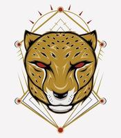 Cheetah Mascot Emblem with ornament vector