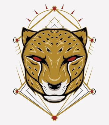 Cheetah Mascot Emblem with ornament